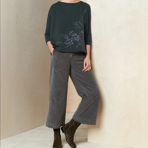 Poetry Pants - Poetry Women’s Blue Corduroy Wide Leg Cropped 100% Cotton Trousers Pant Size 2